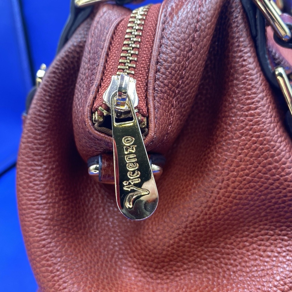 Vincenzo Leather Hand Crafted Elegance Rust  2 Handles Satchel Bag Preowned - Picture 4 of 12